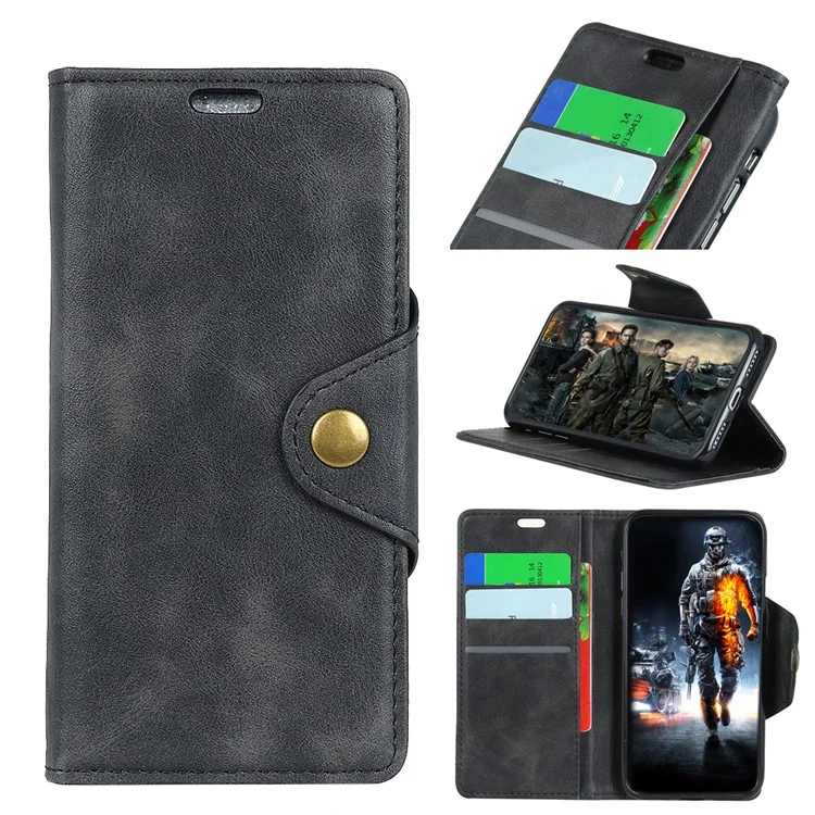PU Leather Card Holder Mobile Phone Casing for iPhone 9 Plus - Black