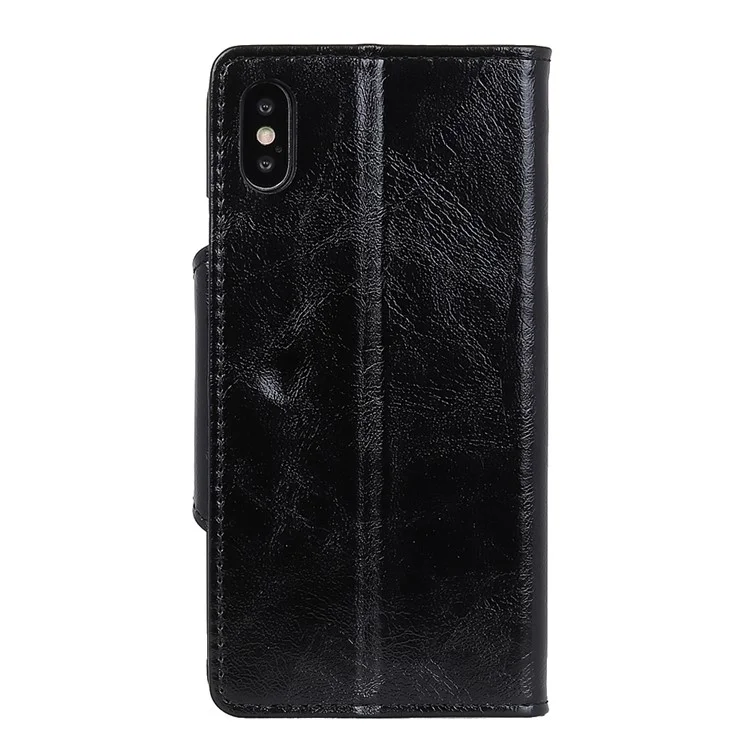 For iPhone 9 Plus Card Holder PU Leather Cell Phone Case with Stand - Black