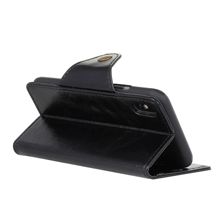 For iPhone 9 Plus Card Holder PU Leather Cell Phone Case with Stand - Black