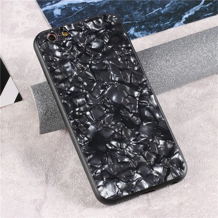 9H Tempered Glass Back + Soft TPU Edges Phone Case for iPhone 6s 6 - Black