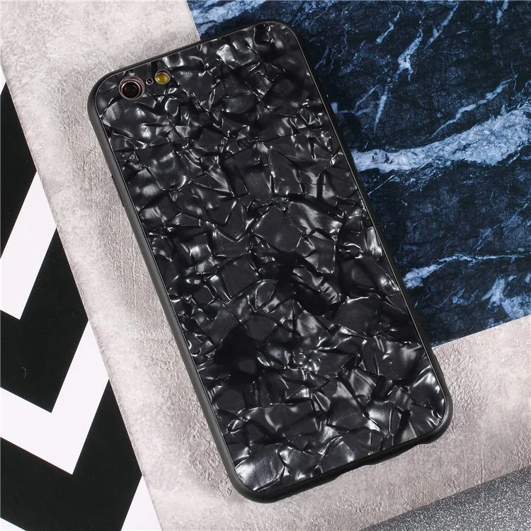 9H Tempered Glass Back + Soft TPU Edges Phone Case for iPhone 6s 6 - Black