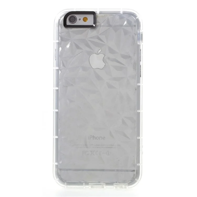 3D Diamond Texture TPU Case with PC Camera Lens Frame for iPhone 6s/6 4.7-inch - Transparent