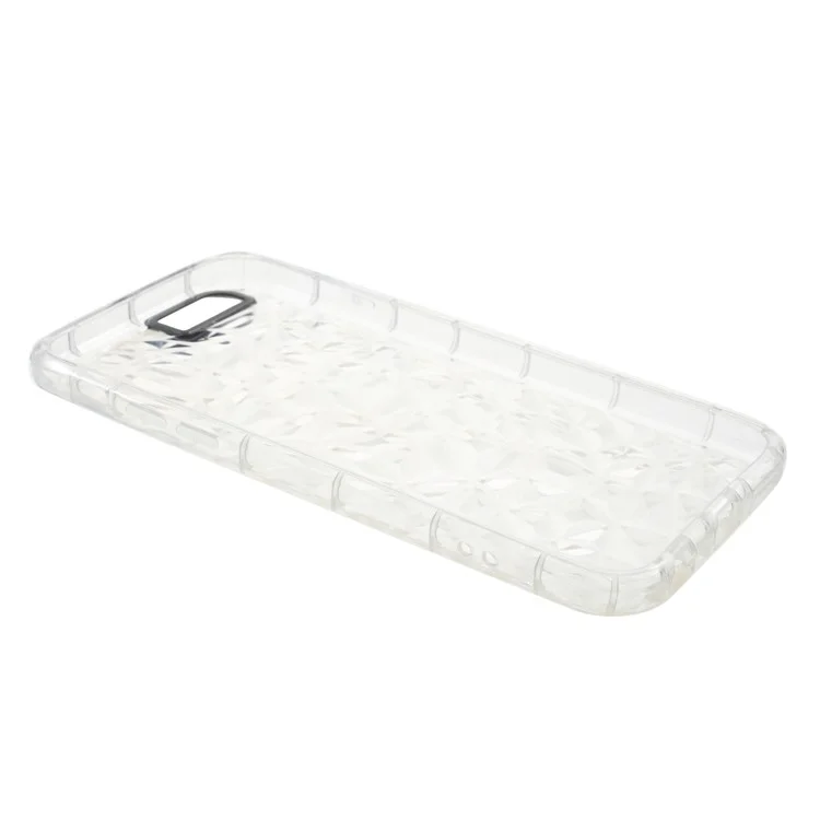 3D Diamond Texture TPU Case with PC Camera Lens Frame for iPhone 6s/6 4.7-inch - Transparent