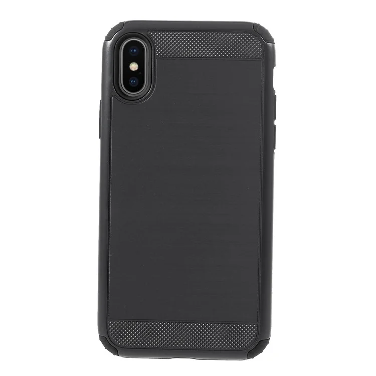 2-in-1 Drop-proof Brushed PC + TPU Phone Case for iPhone X (Ten) - Black