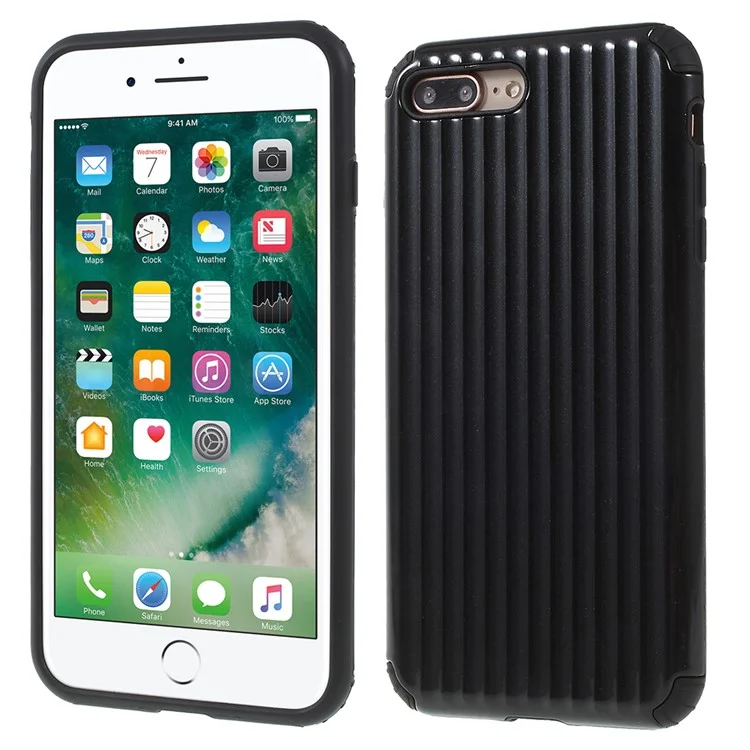 Traveling Case Pattern Anti-drop PC + TPU Hybrid Protection Casing for iPhone 8 Plus / 7 Plus 5.5 inch - Black
