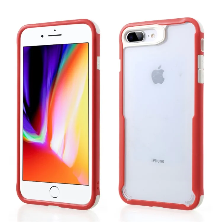 Anti-drop PC + TPU Combo Mobile Case with Four Corners Silicone Airbag for iPhone 8 Plus / 7 Plus - Red