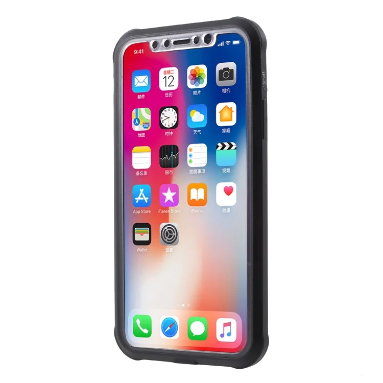 Anti-drop PC + TPU Hybrid Case with Kickstand for iPhone X - Black