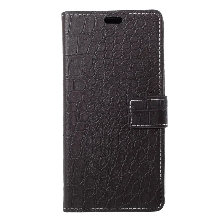 Vintage Crocodile Texture PU Leather Wallet Protective Case for iPhone 9 Plus - Black