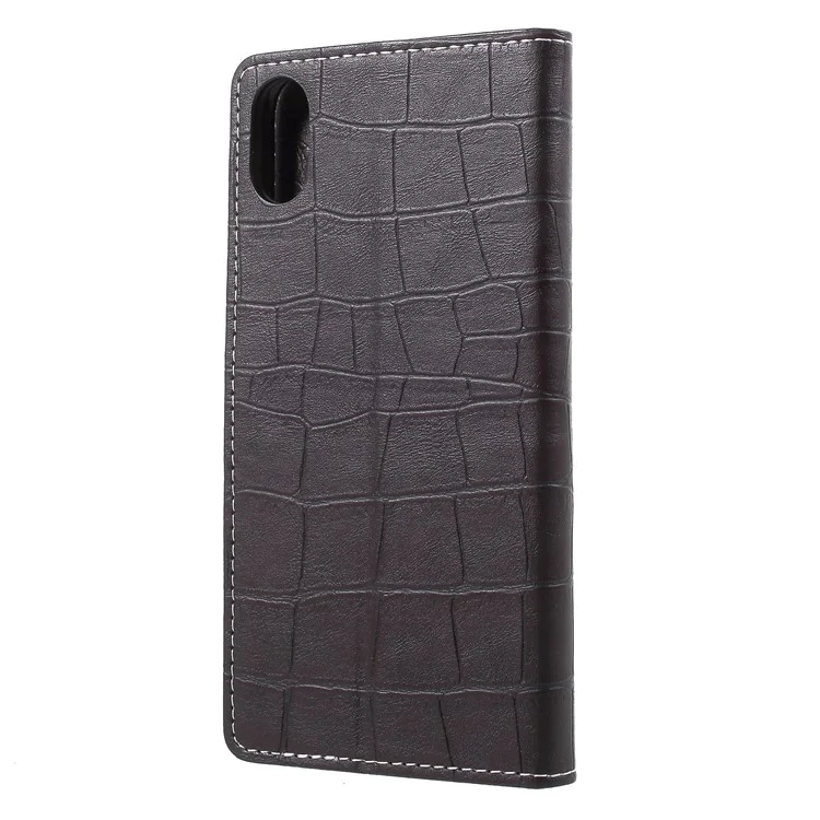 Vintage Crocodile Texture PU Leather Wallet Protective Case for iPhone 9 Plus - Black