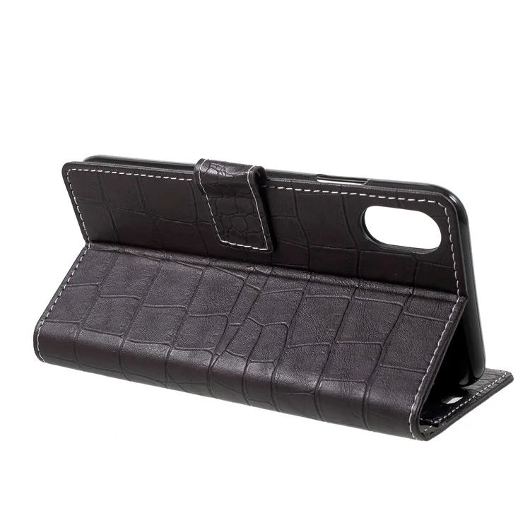 Vintage Crocodile Texture PU Leather Wallet Protective Case for iPhone 9 Plus - Black