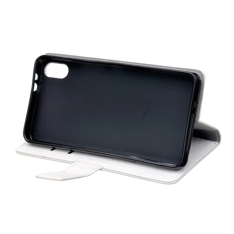 Wallet Stand Magnetic Flip Leather Phone Cover for iPhone 9 - White