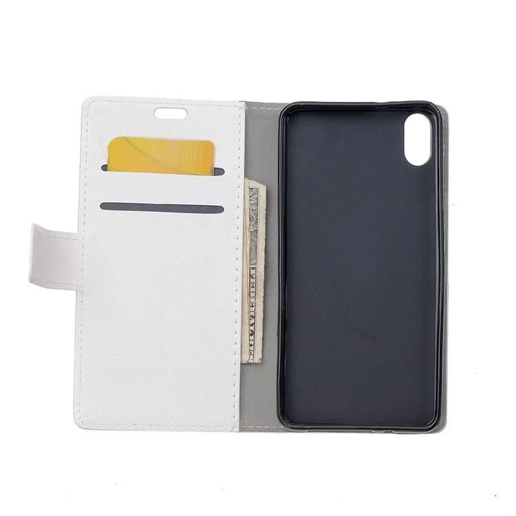 Wallet Stand Magnetic Flip Leather Phone Cover for iPhone 9 - White