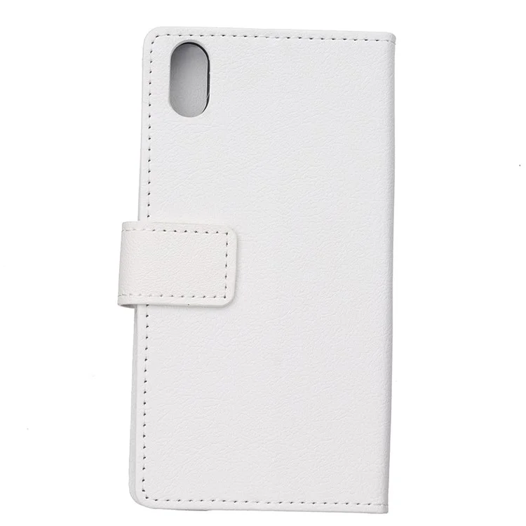 Wallet Stand Magnetic Flip Leather Phone Cover for iPhone 9 - White