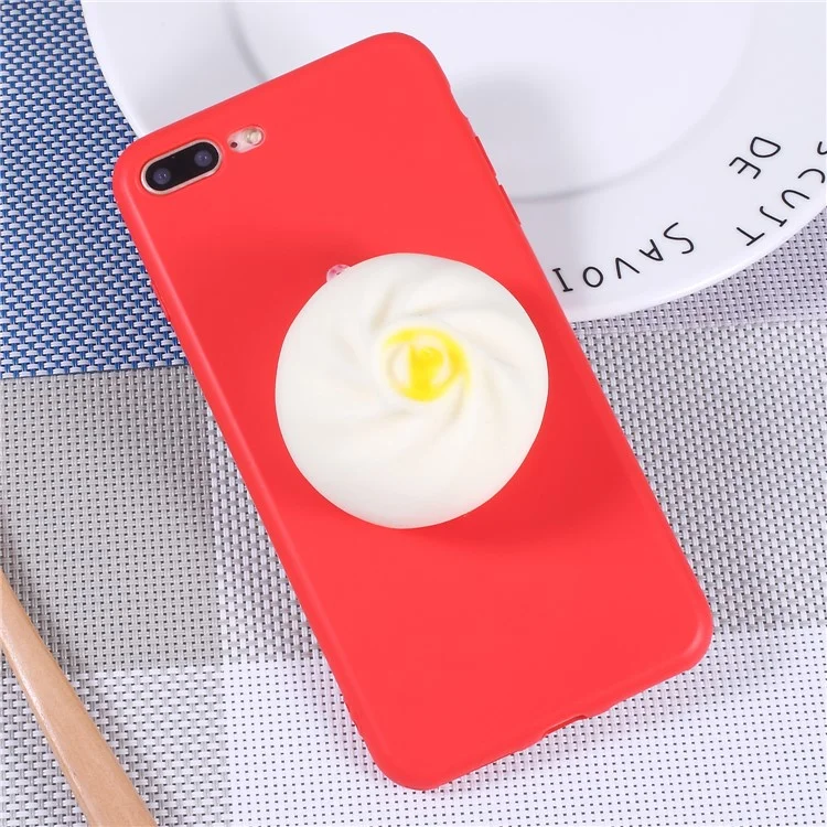 3D Pinch Squishy Bun TPU Back Phone Case for iPhone 8 Plus / 7 Plus 5.5 inch - Red