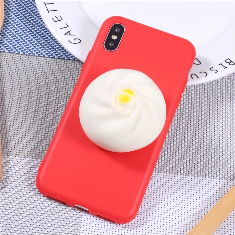 3D Pinch Squishy Bun TPU Protection Cell Phone Case for iPhone X - Red