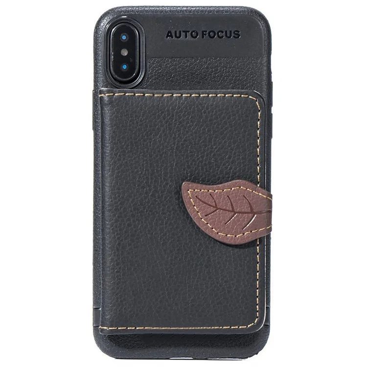 PU Leather Coated Wallet TPU Phone Case with Kickstand for iPhone X - Red