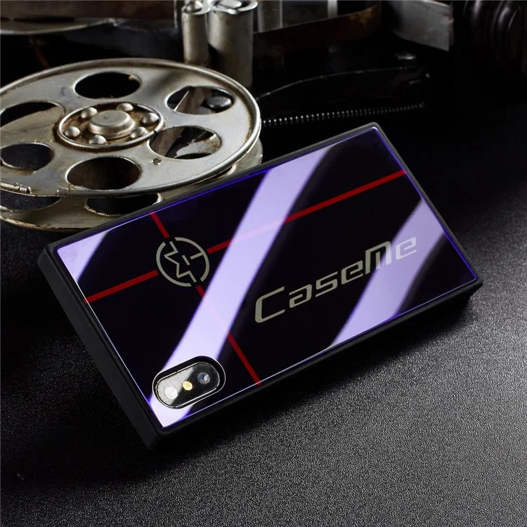 CASEME PC + TPU + Glass Protection Mobile Phone Shell for iPhone X - Black
