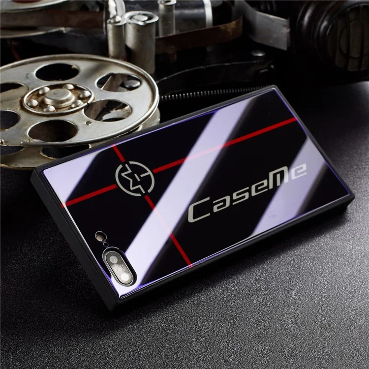 CASEME PC + TPU + Glass Protection Mobile Phone Shell for iPhone 8 Plus/7 Plus 5.5 inch - Black