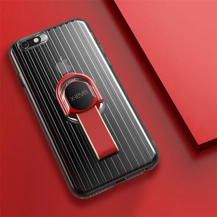 X-LEVEL Detachable Finger Ring Kickstand TPU + PC Combo Case for iPhone 6s/6 4.7-inch (Built-in Magnetic Metal Sheet) - Red