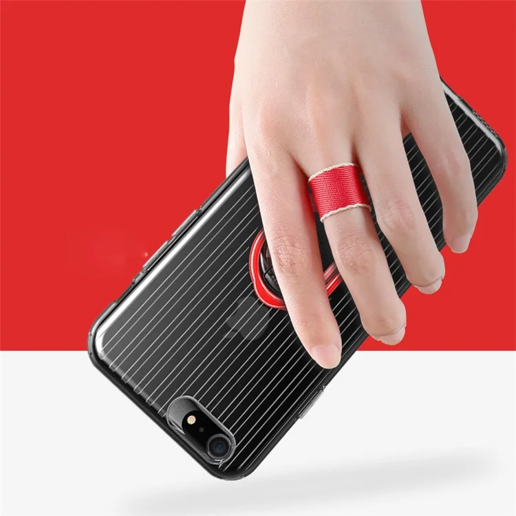X-LEVEL Detachable Finger Ring Kickstand TPU + PC Combo Case for iPhone 6s/6 4.7-inch (Built-in Magnetic Metal Sheet) - Red