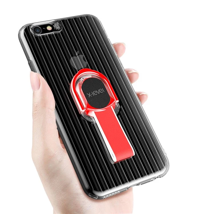 X-LEVEL Detachable Finger Ring Kickstand TPU + PC Combo Case for iPhone 6s/6 4.7-inch (Built-in Magnetic Metal Sheet) - Red