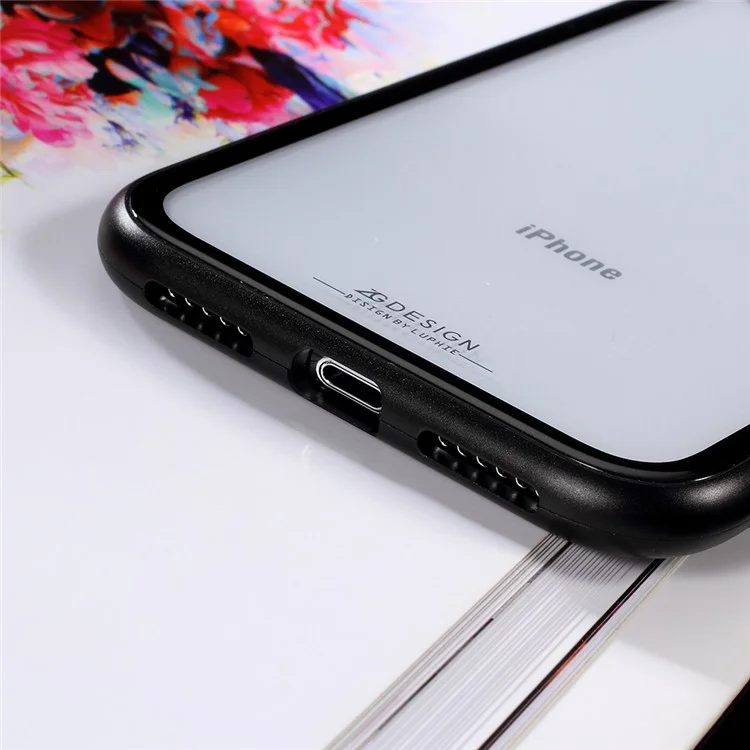CAFELE for iPhone X 2-piece Magnetic Metal Frame Tempered Glass Back Hard Back Case - Black