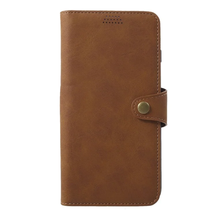 Textured PU Leather Wallet Stand Phone Case for iPhone 8 Plus / 7 Plus 5.5 inch - Brown