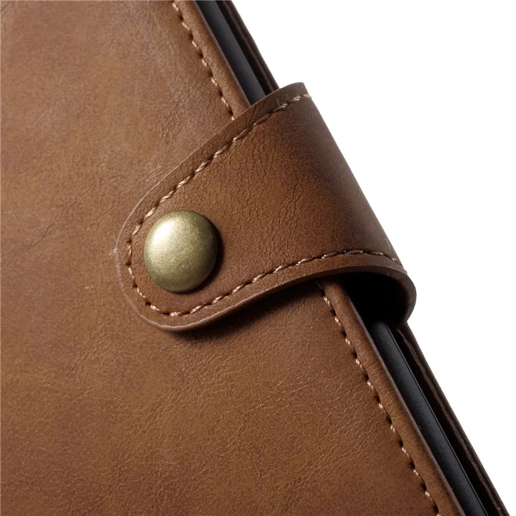 Textured PU Leather Wallet Stand Phone Case for iPhone 8 Plus / 7 Plus 5.5 inch - Brown