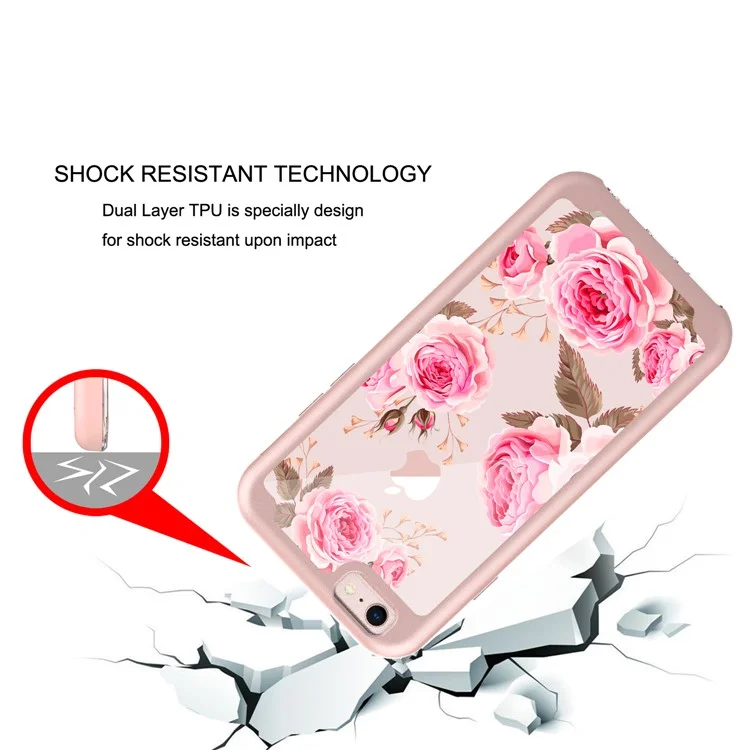 Pattern Printing PC TPU Hybrid Phone Case for iPhone 6s / 6 4.7 inch - Peony