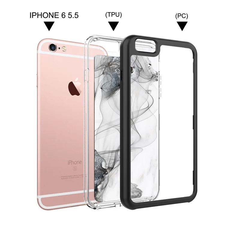 Pattern Printing PC TPU Hybrid Cell Phone Case for iPhone 6s Plus / 6 Plus 5.5 inch - Black Gauze