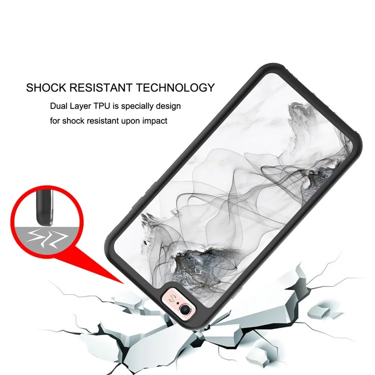 Pattern Printing PC TPU Hybrid Cell Phone Case for iPhone 6s Plus / 6 Plus 5.5 inch - Black Gauze