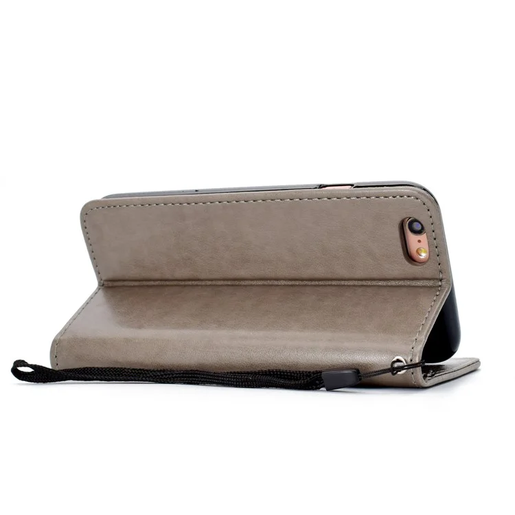 Imprinted Boat Anchor Pattern Leather Wallet Mobile Case for iPhone 6s / 6 4.7 inch - Grey