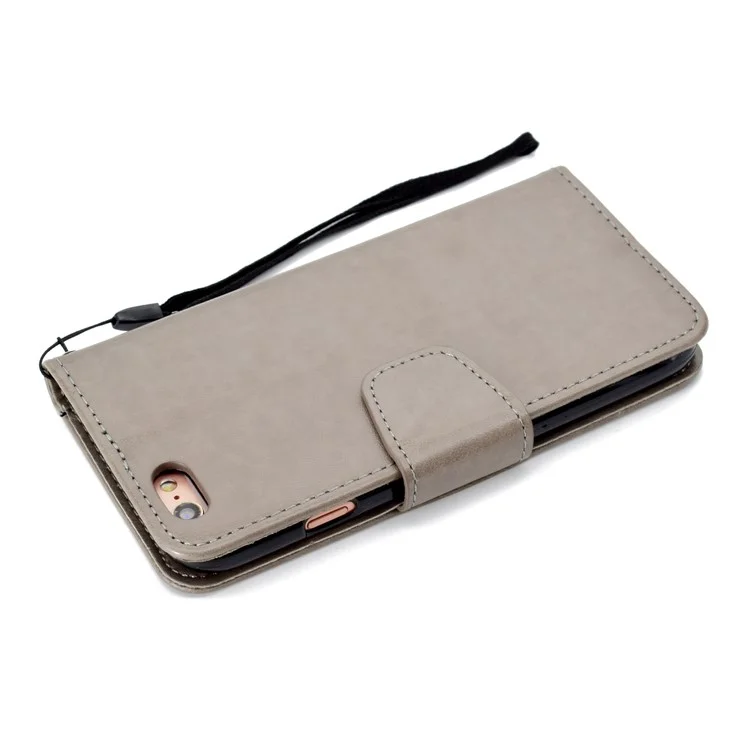 Imprinted Boat Anchor Pattern Leather Wallet Mobile Case for iPhone 6s / 6 4.7 inch - Grey