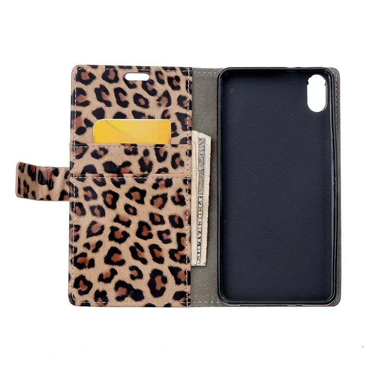 Leopard Pattern Leather Wallet Stand Phone Casing for 	iPhone 9 Plus