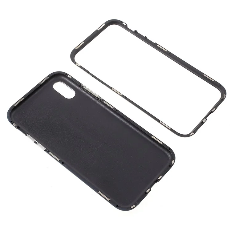 Shell Texture Detachable Magnetic Hard Case + Tempered Glass Protector Film for iPhone X - Black