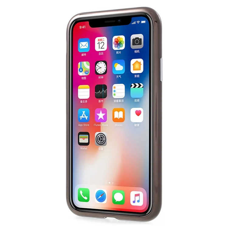 Shell Texture Detachable Magnetic Hard Case + Tempered Glass Protector Film for iPhone X - Black