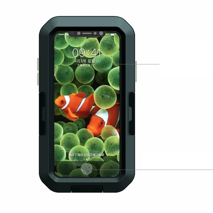 For iPhone X 5-in-1 IPX8 10m ABS Waterproof Case + Bike Mount + Wrist Strap + Neck Lanyard + Carabiner