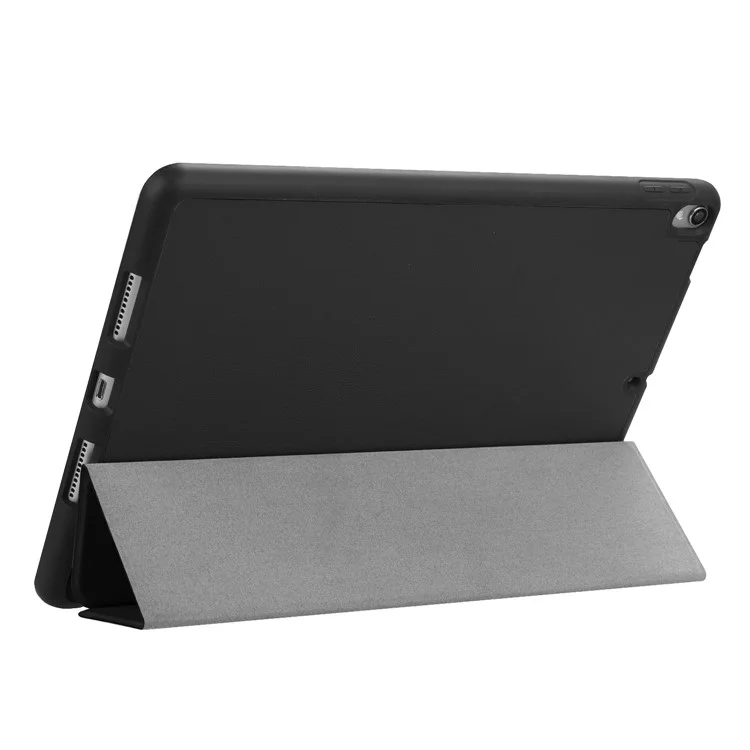 Étui Mince à L'épreuve Des Chocs Pour Ipad Air 10.5 (2019) / Pro 10.5 (2017) pu en Cuir Comprimé Cover Tri Fold Stand Protector With Pen Slot - le Noir