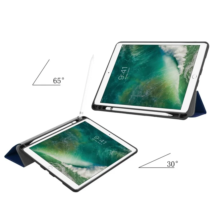 Slim Schocksicherheit Für Ipad Air 10.5 (2019) / Pro 10.5 (2017) PU Leder Tablet Cover Tri-fold Stand Protector Mit Stiftschlitz - Dunkelblau