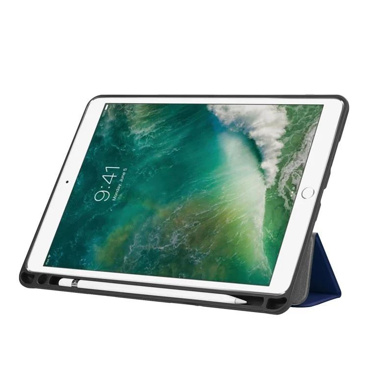 Slim Schocksicherheit Für Ipad Air 10.5 (2019) / Pro 10.5 (2017) PU Leder Tablet Cover Tri-fold Stand Protector Mit Stiftschlitz - Dunkelblau