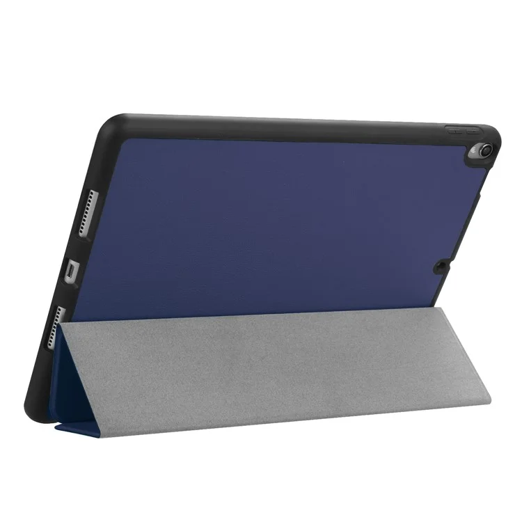 Étui Mince à L'épreuve Des Chocs Pour Ipad Air 10.5 (2019) / Pro 10.5 (2017) pu en Cuir Comprimé Cover Tri Fold Stand Protector With Pen Slot - Bleu Foncé