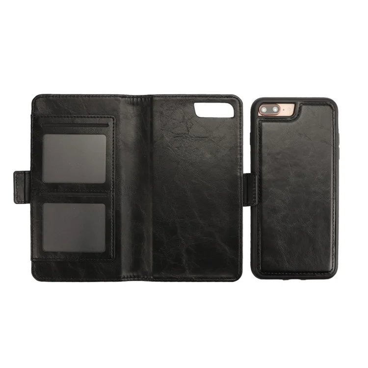 Removable 2-in-1 Multi-slot Wallet Leather Case +TPU Back Shell for iPhone 8 Plus / 7 Plus 5.5 inch - Black