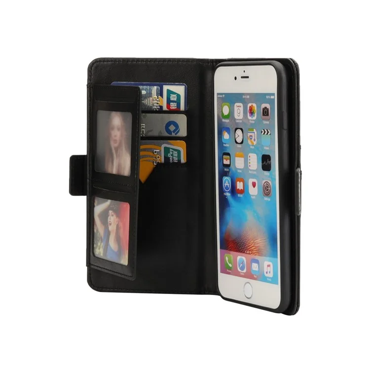 Removable 2-in-1 Multi-slot Wallet Leather Case +TPU Back Shell for iPhone 8 Plus / 7 Plus 5.5 inch - Black