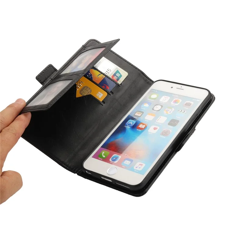 Removable 2-in-1 Multi-slot Wallet Leather Case +TPU Back Shell for iPhone 8 Plus / 7 Plus 5.5 inch - Black