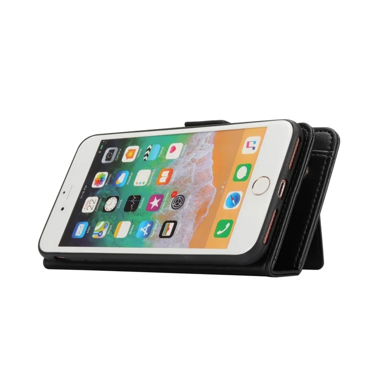 Removable 2-in-1 Multi-slot Wallet Leather Case +TPU Back Shell for iPhone 8 Plus / 7 Plus 5.5 inch - Black