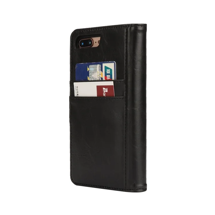 Removable 2-in-1 Multi-slot Wallet Leather Case +TPU Back Shell for iPhone 8 Plus / 7 Plus 5.5 inch - Black