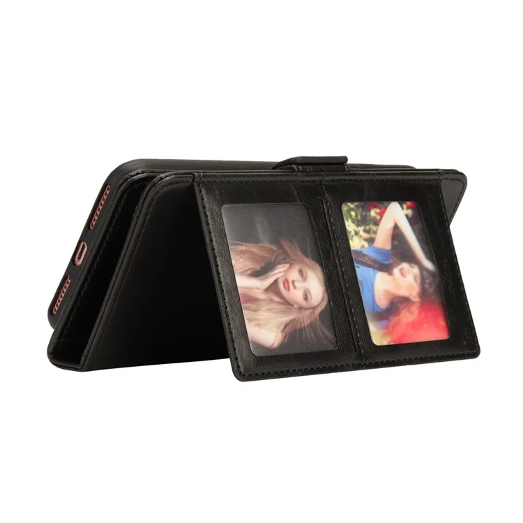 Removable 2-in-1 Multi-slot Wallet Leather Case +TPU Back Shell for iPhone 8 Plus / 7 Plus 5.5 inch - Black
