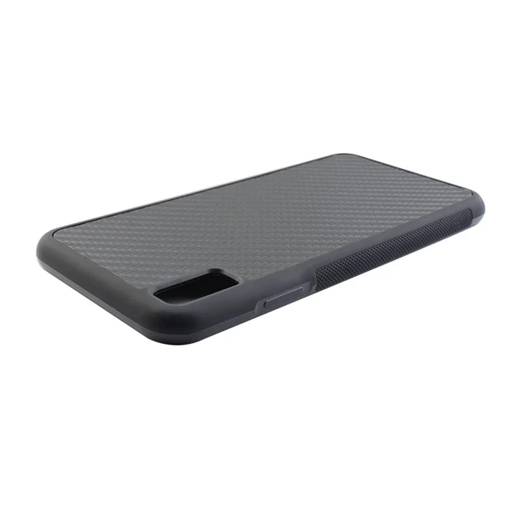 Anti-slip Woven Texture PC + TPU Combo Case with Square Camera Cut for iPhone 9 Plus - Black