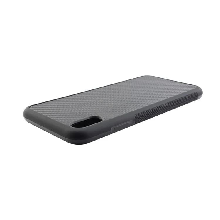 Anti-slip Woven Texture PC + TPU Combo Case with Round Camera Cut for iPhone 9 Plus - Black