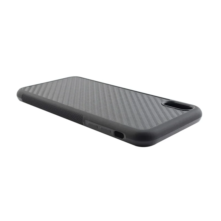 Anti-slip Woven Texture PC + TPU Combo Case with Round Camera Cut for iPhone 9 Plus - Black